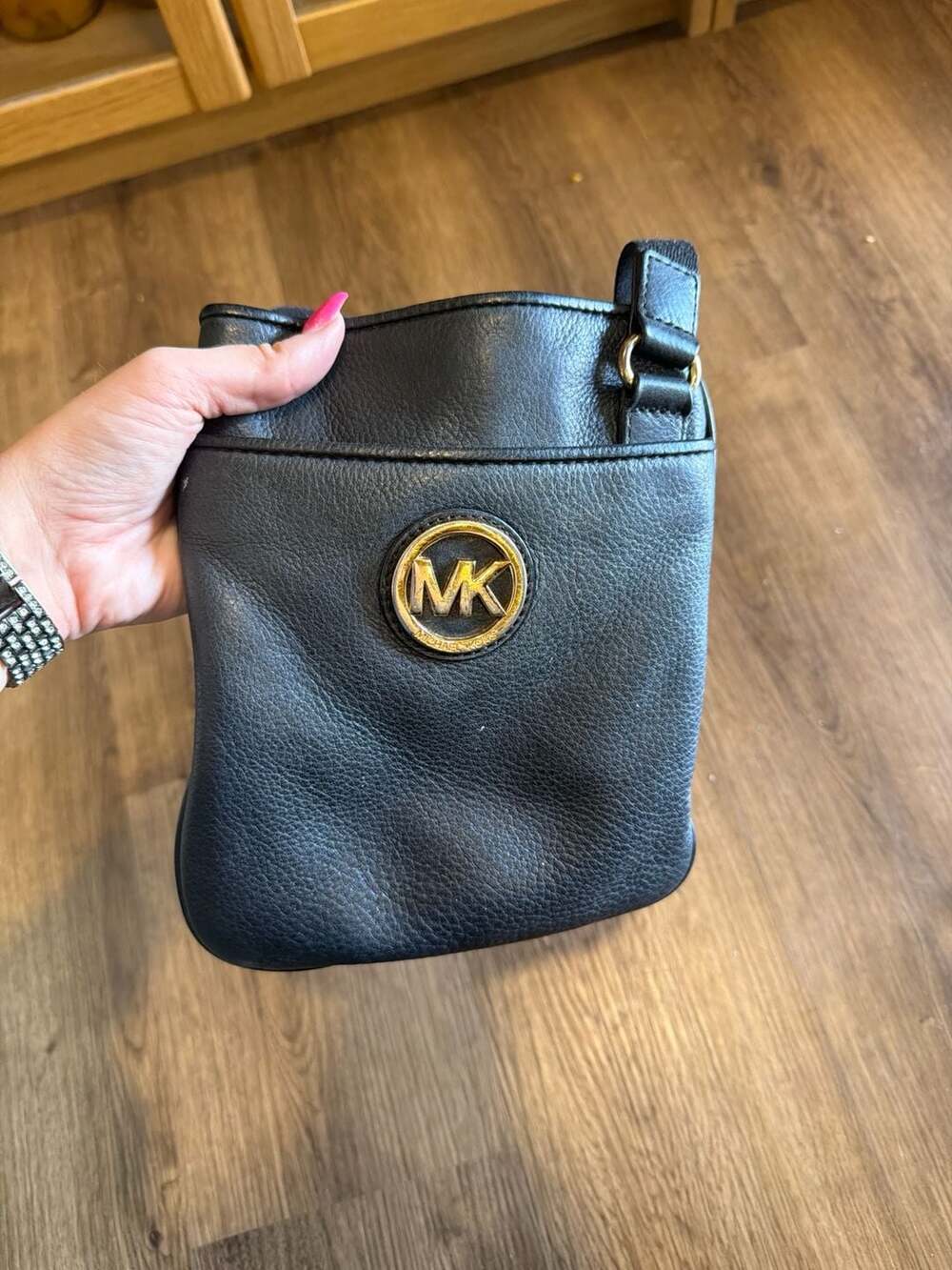 Michael Kors Fulton Black Pebble Leather Crossbody Messenger Side Bag
